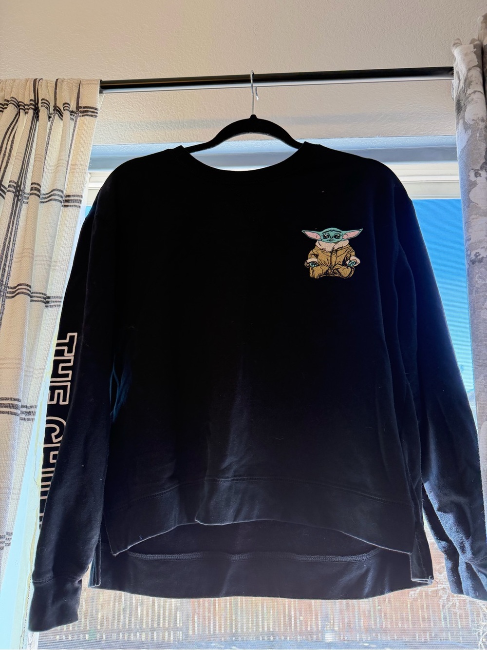 Star Wars Black Cropped Sweatshirt with Grogu Chest Patch